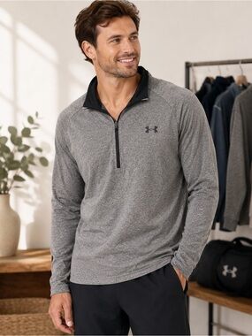 NWT Under Armour HeatGear Men's Quarter Zip Pullover – XXL – Gray/Black